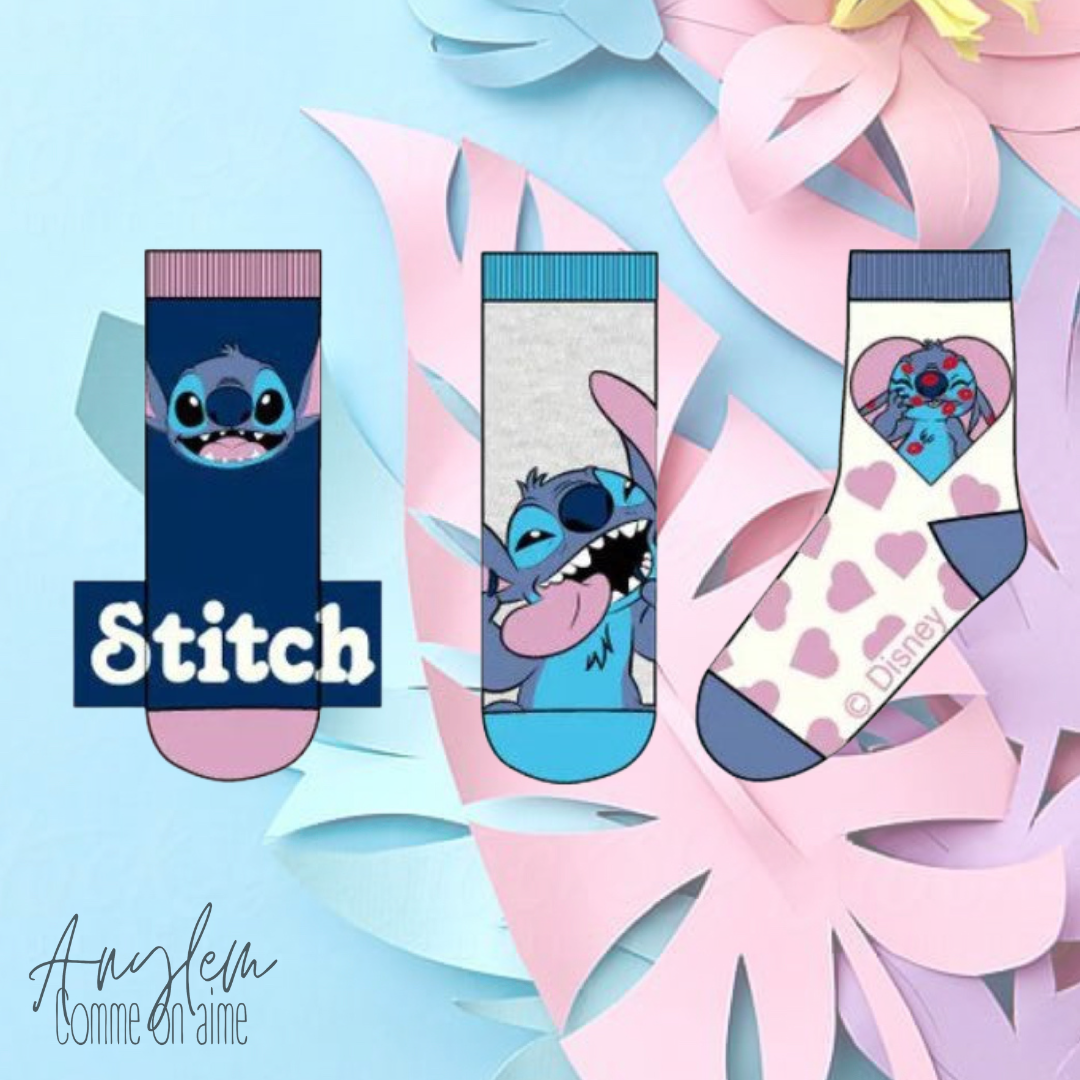 Bébé Stitch - Lot de 3 Paires de Chaussettes Hautes (31/34) – Anylem Beauty