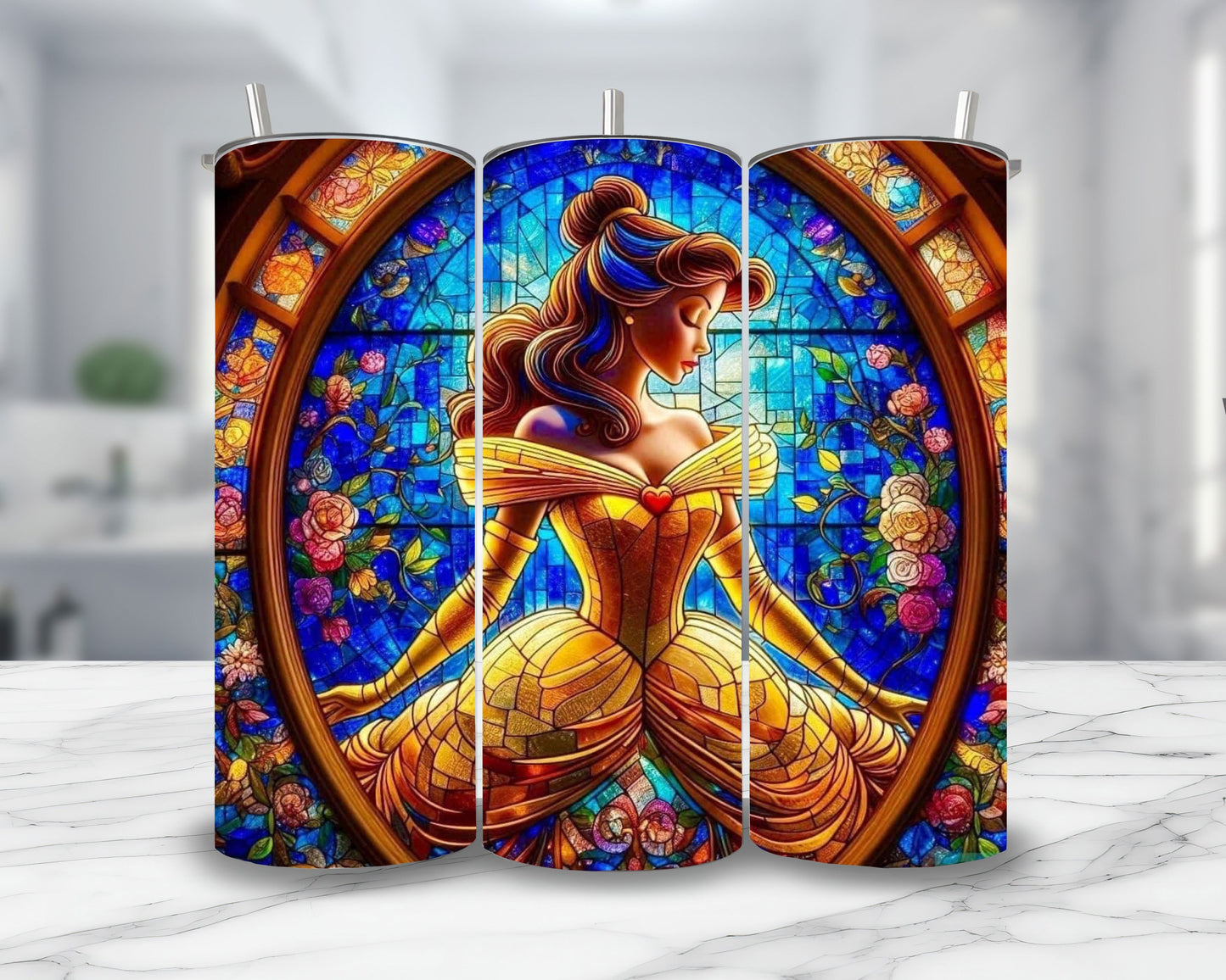 Belle - Thermos en acier inoxydable 600ml | Vitrail Thermos inoxydable Disney Shop | Anylem Beauty