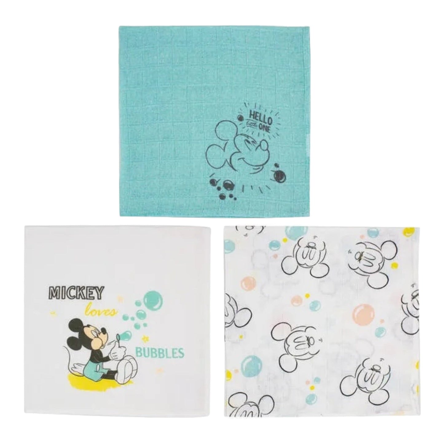 Bébé Mickey - Lot de 3 Langes Bébés et tout-petits Baby Calin