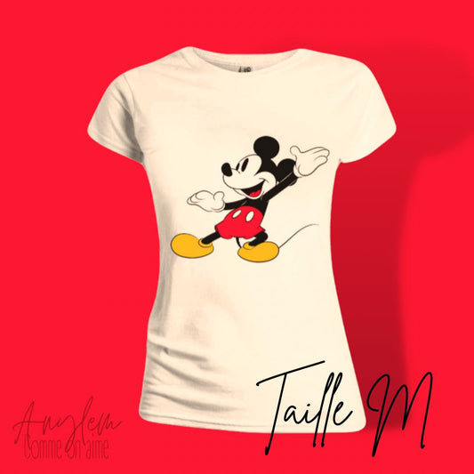Mickey - T-Shirt Beige FEMME (Taille M) Vêtements Cotton Division