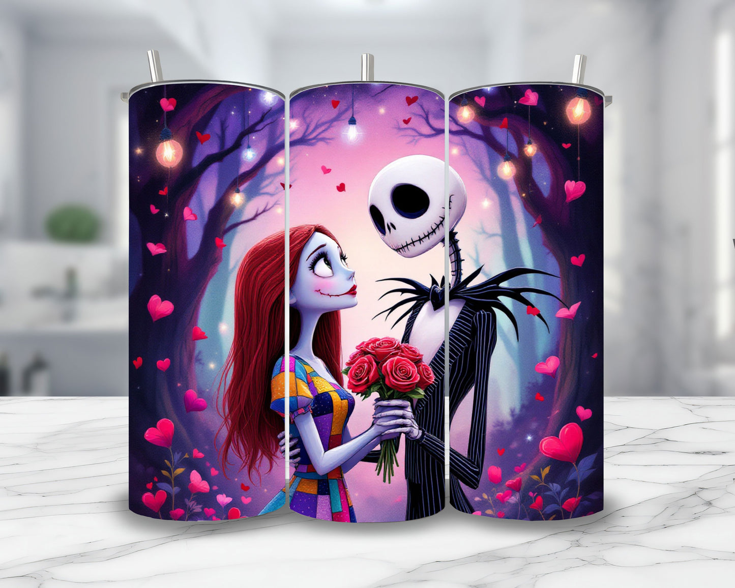 Mr Jack x Sally - Thermos en acier inoxydable 600ml | St Valentin Thermos inoxydable Disney Shop | Anylem Beauty