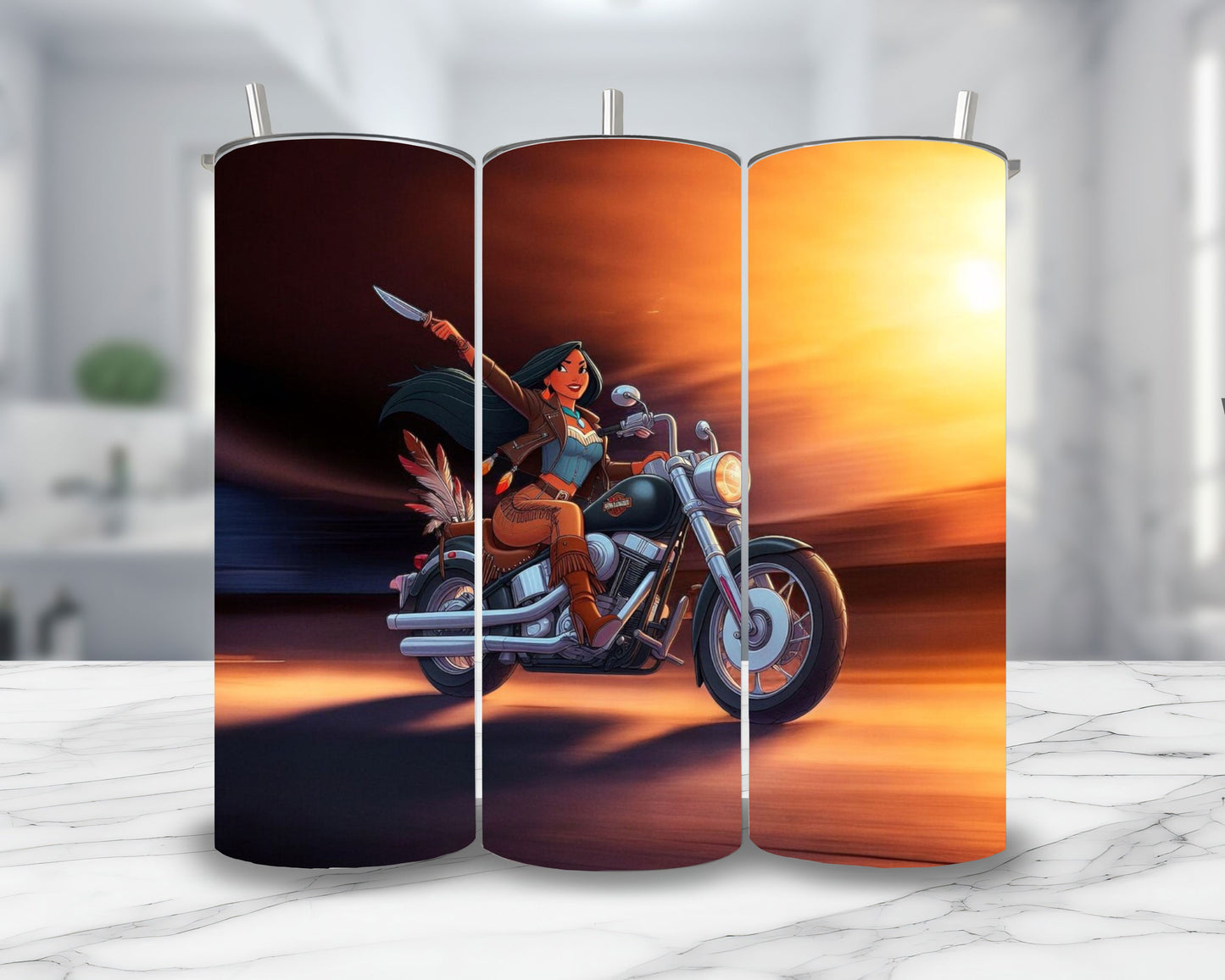 Pocahontas - Thermos en acier inoxydable 600ml | Biker Thermos inoxydable Disney Shop | Anylem Beauty