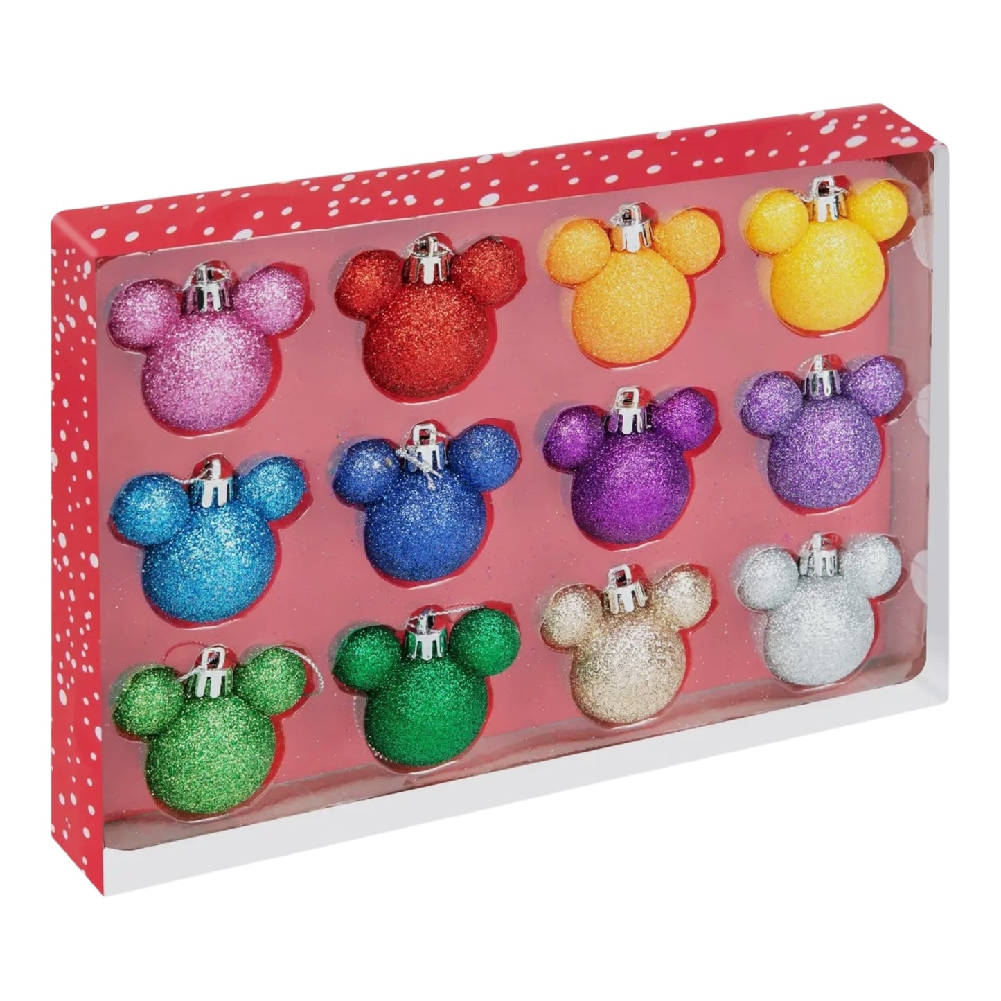 Mickey - Lot de 12 Boules de Noël pailletées