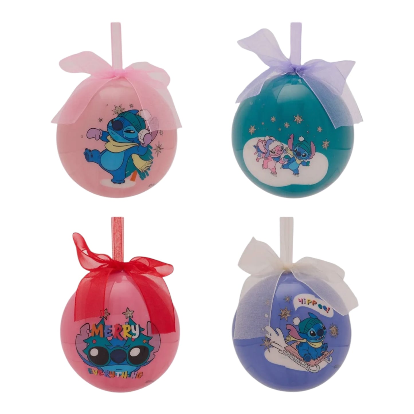 Stitch - Lot de 4 boules de Noël