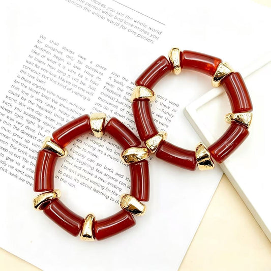 Bracelets - Vin rouge élastique en acrylique