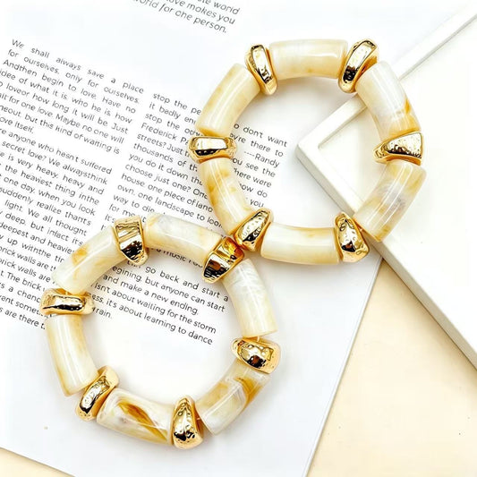 Bracelets - Beige élastique en acrylique