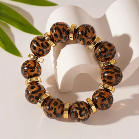 Bracelet - Boules léopard