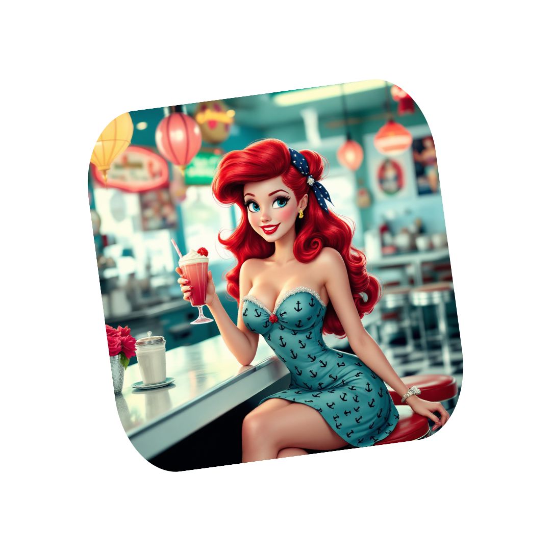 Ariel - Dessous de verre | Rockabilly Dessous de verres Disney Shop | Anylem Beauty 