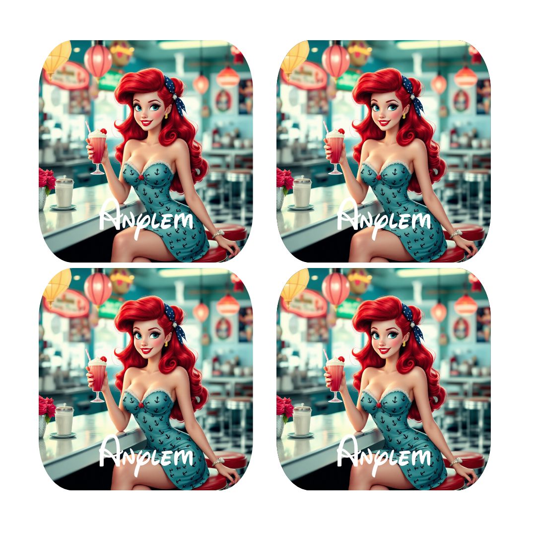 Ariel - Dessous de verre | Rockabilly Dessous de verres Disney Shop | Anylem Beauty 