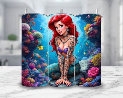 Ariel - Thermos en acier inoxydable 600ml | Tatouage Thermos inoxydable Disney Shop | Anylem Beauty 