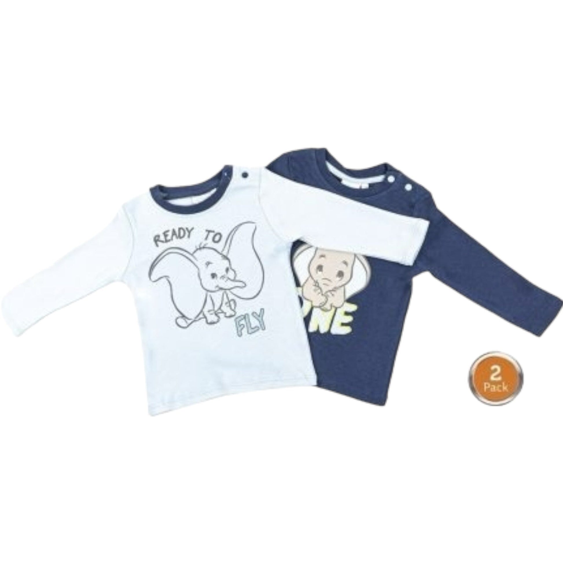 Bébé Dumbo - Pack x2 Hauts Manches Longues (Différentes Tailles) Bébés et tout-petits Disney 