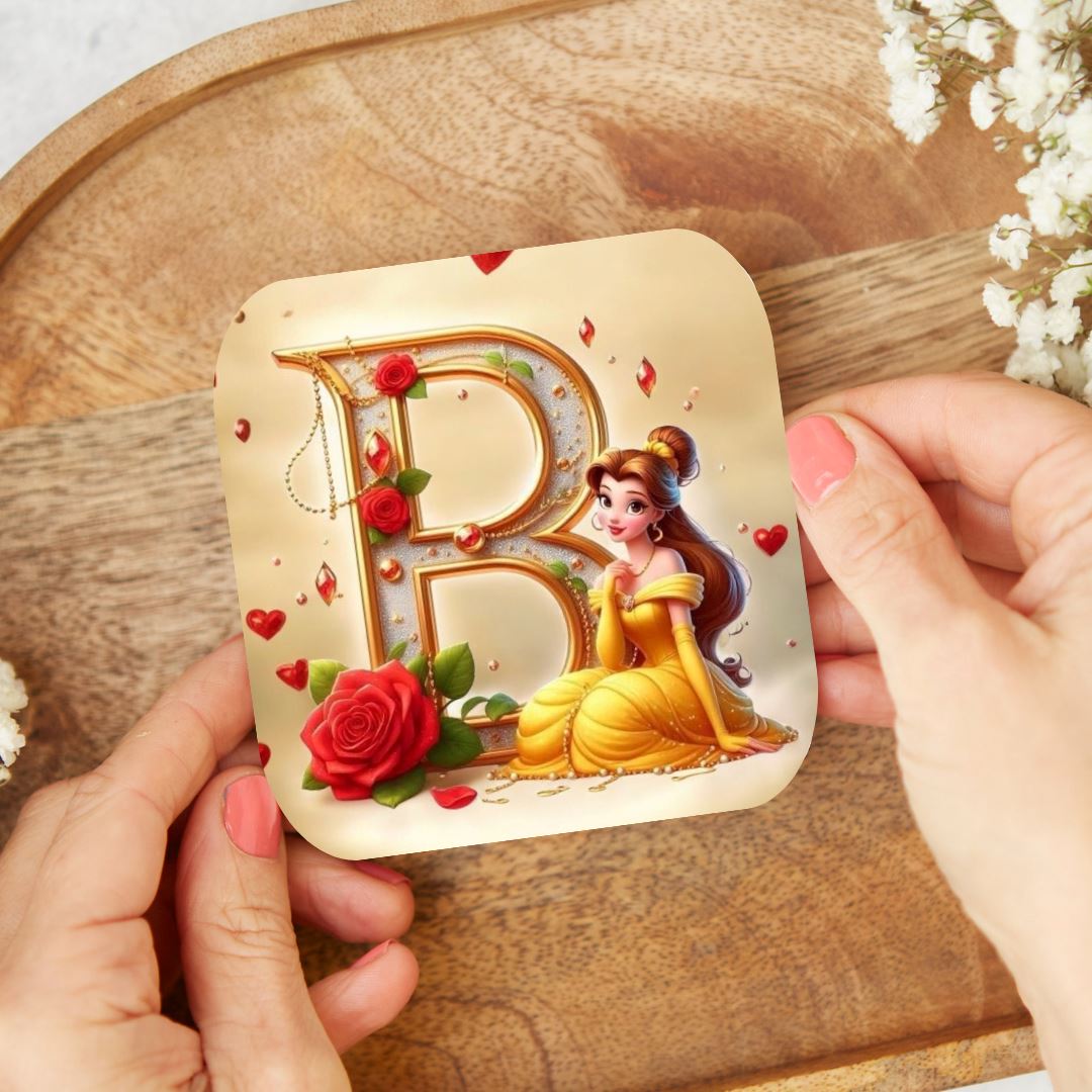 Belle - Dessous de verre | Lettrage Dessous de verres Disney Shop | Anylem Beauty B 