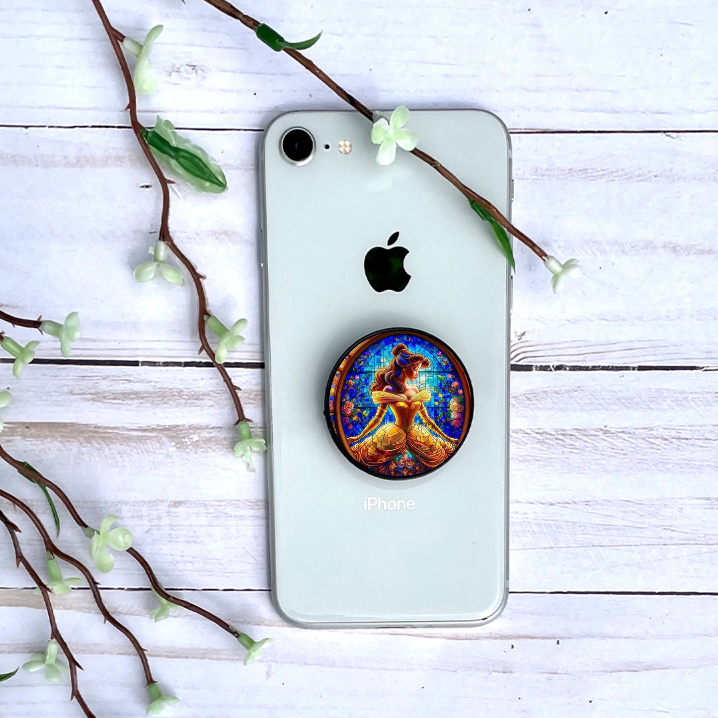 Belle - Phone Grip + prénom | Vitrail Phone Grip Disney Shop | Anylem Beauty 