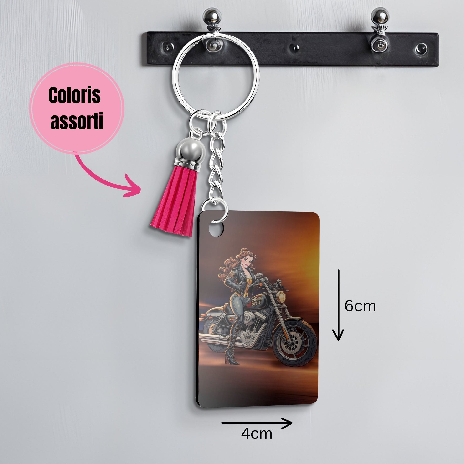 Belle - Porte clé avec prénom | Biker Porte-clés Disney Shop | Anylem Beauty 