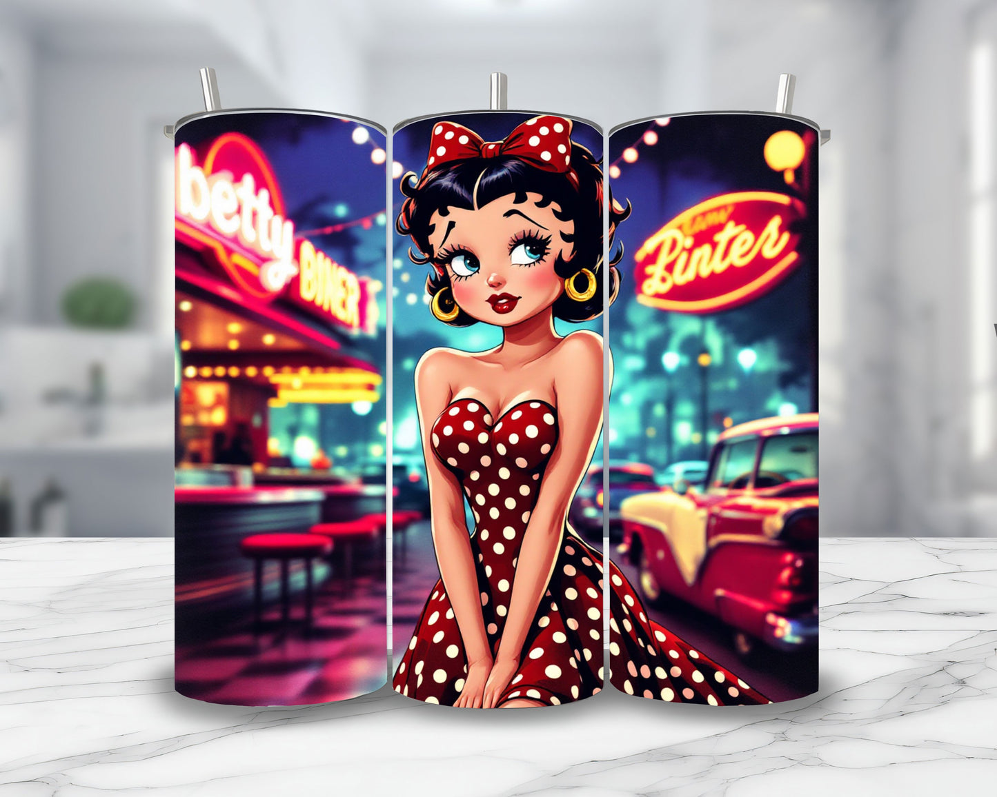 Betty Boop - Thermos en acier inoxydable 600ml | Rockabilly Thermos inoxydable Disney Shop | Anylem Beauty 