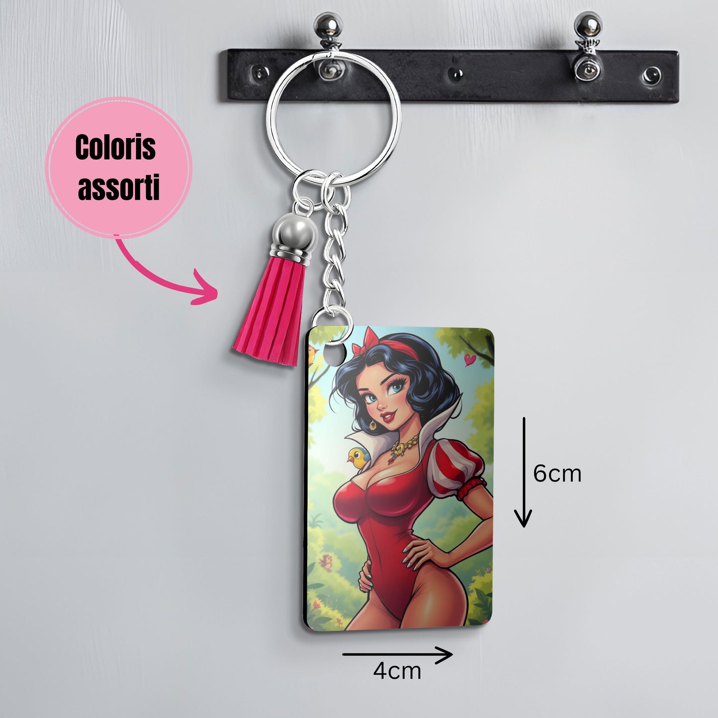 Blanche Neige - Porte Clé avec prénom | Rockabilly Porte-clés Disney Shop | Anylem Beauty 