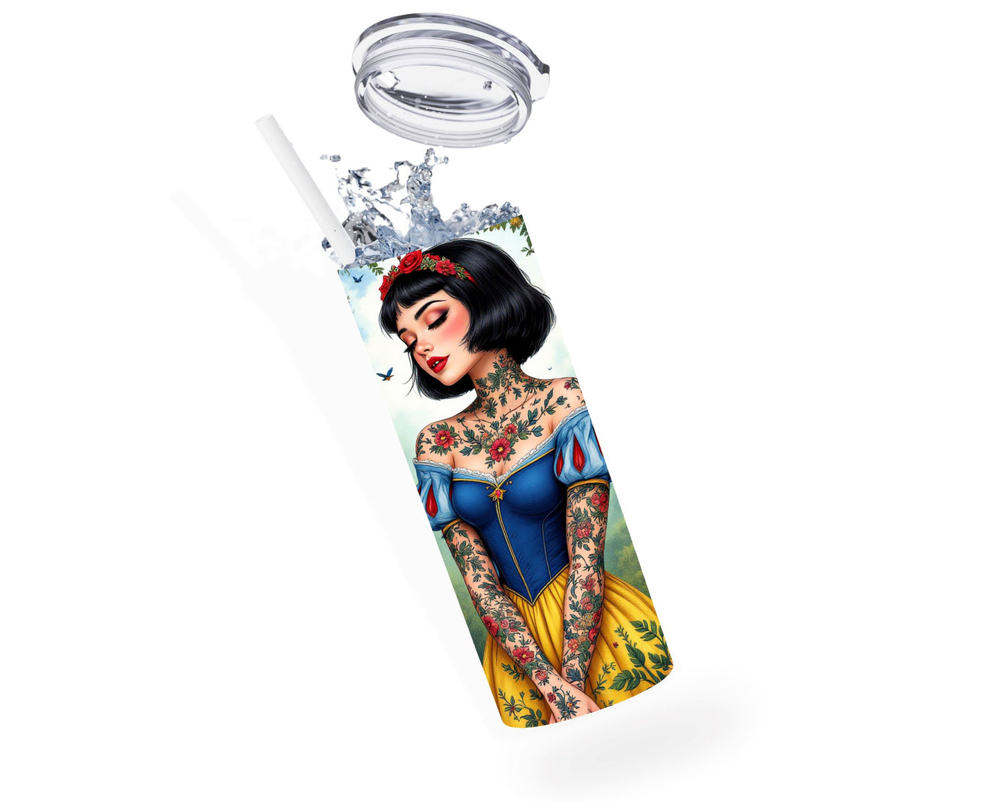 Blanche Neige - Thermos en acier inoxydable 600ml | Tatouage Thermos inoxydable Disney Shop | Anylem Beauty 