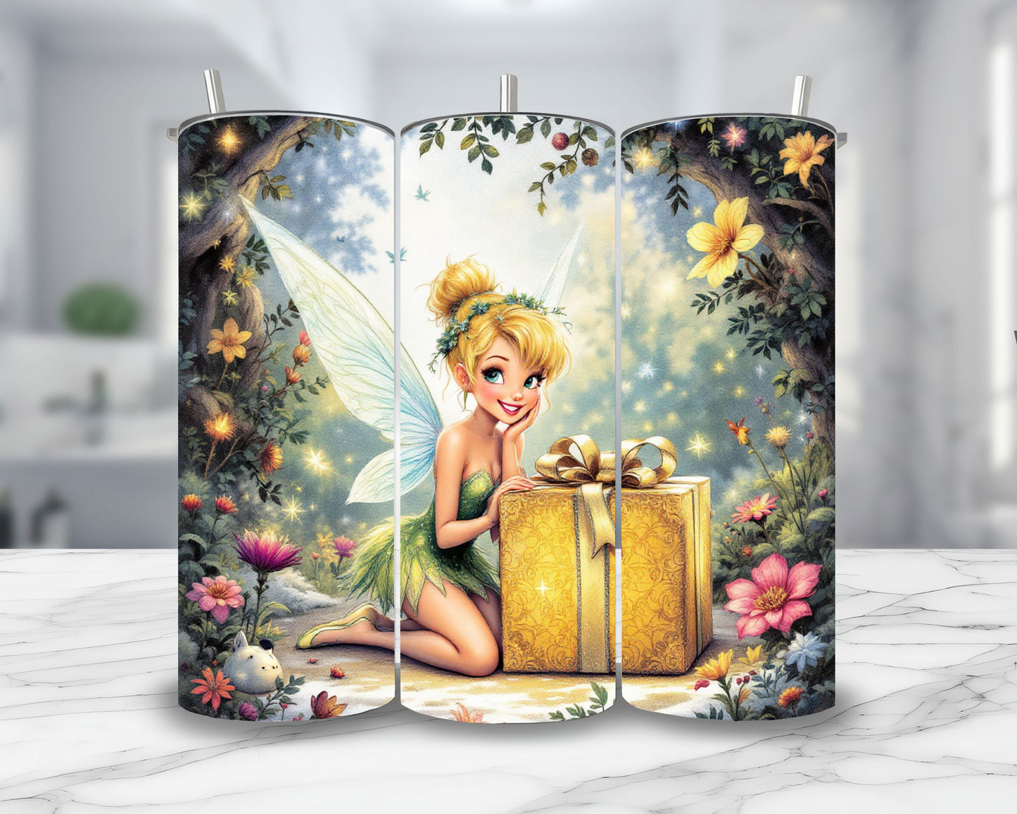 Fée Clochette - Thermos en acier inoxydable 600ml | Cadeau Thermos inoxydable Disney Shop | Anylem Beauty 