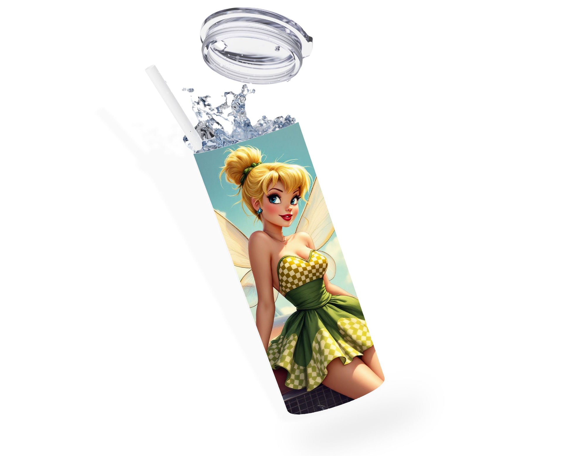 Fée Clochette - Thermos en acier inoxydable 600ml | Rockabilly Thermos inoxydable Disney Shop | Anylem Beauty 