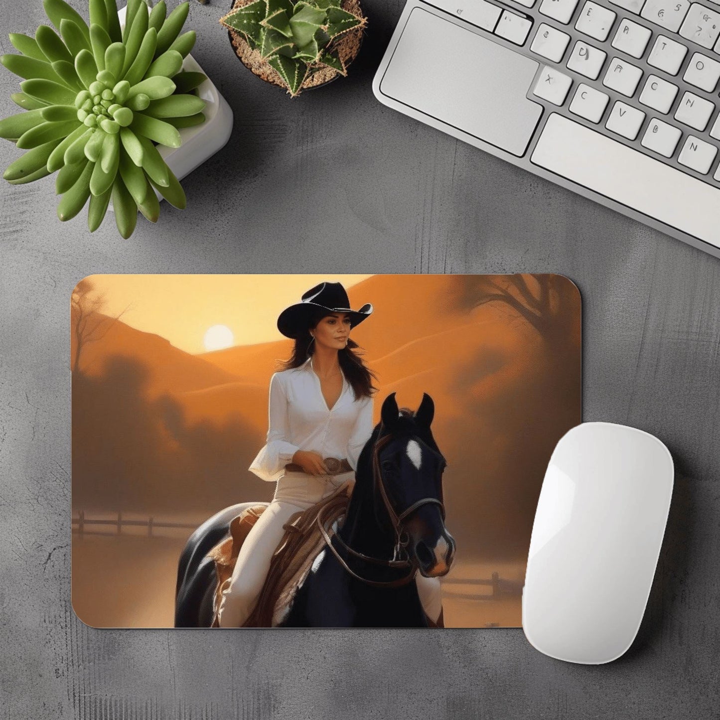 IA - Thème "Cow Girl" Tirage Photo Anylem Beauty Tapis de Souris 