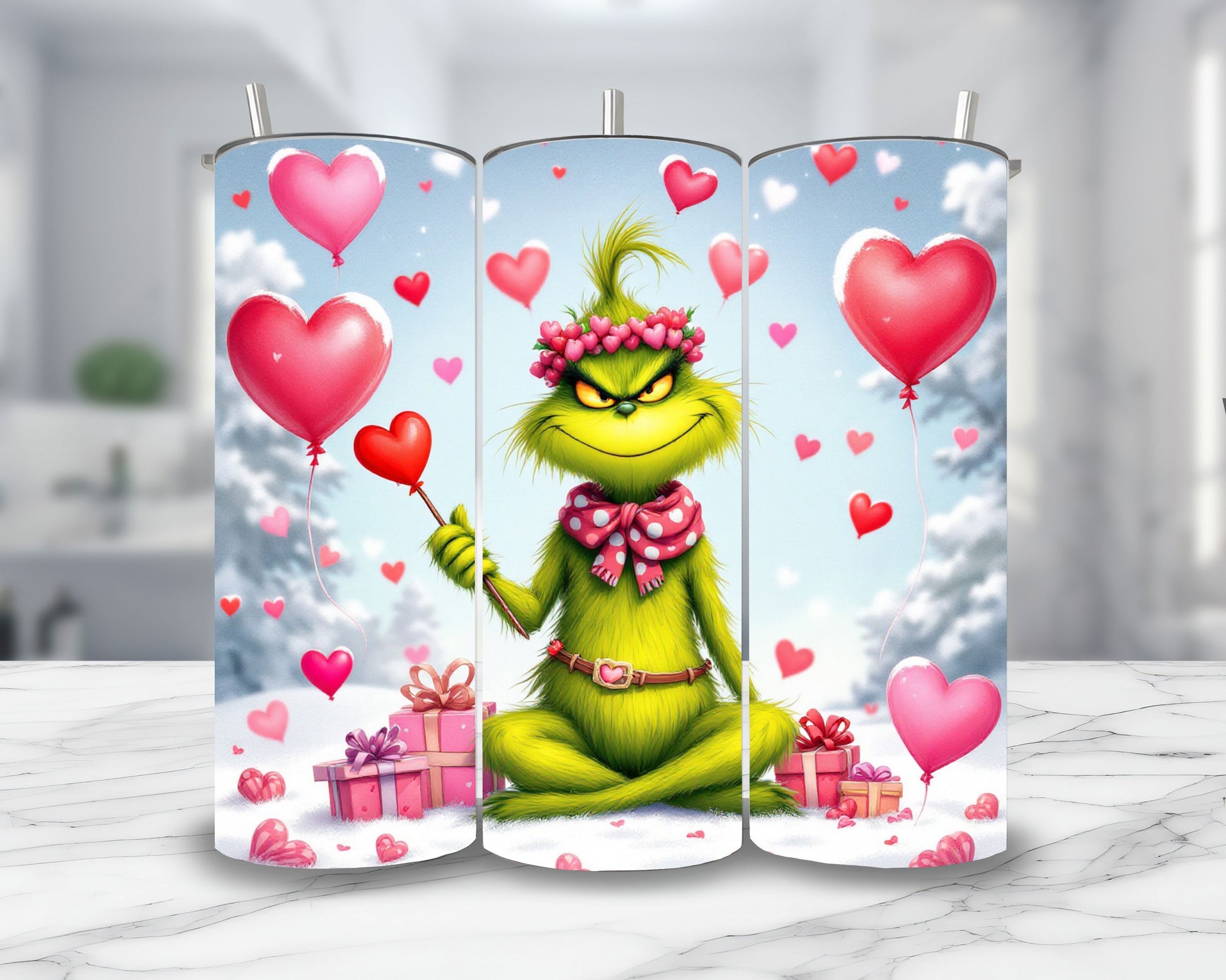 Grinch - Thermos en acier inoxydable 600ml | St Valentin Thermos inoxydable Disney Shop | Anylem Beauty 