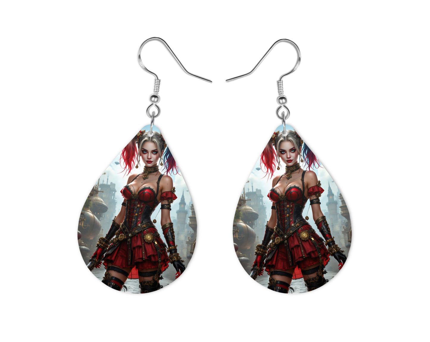 Harley Quinn - Personnalisation | Steampunk Personnalisation Disney Shop | Anylem Beauty Boucle d’oreilles 