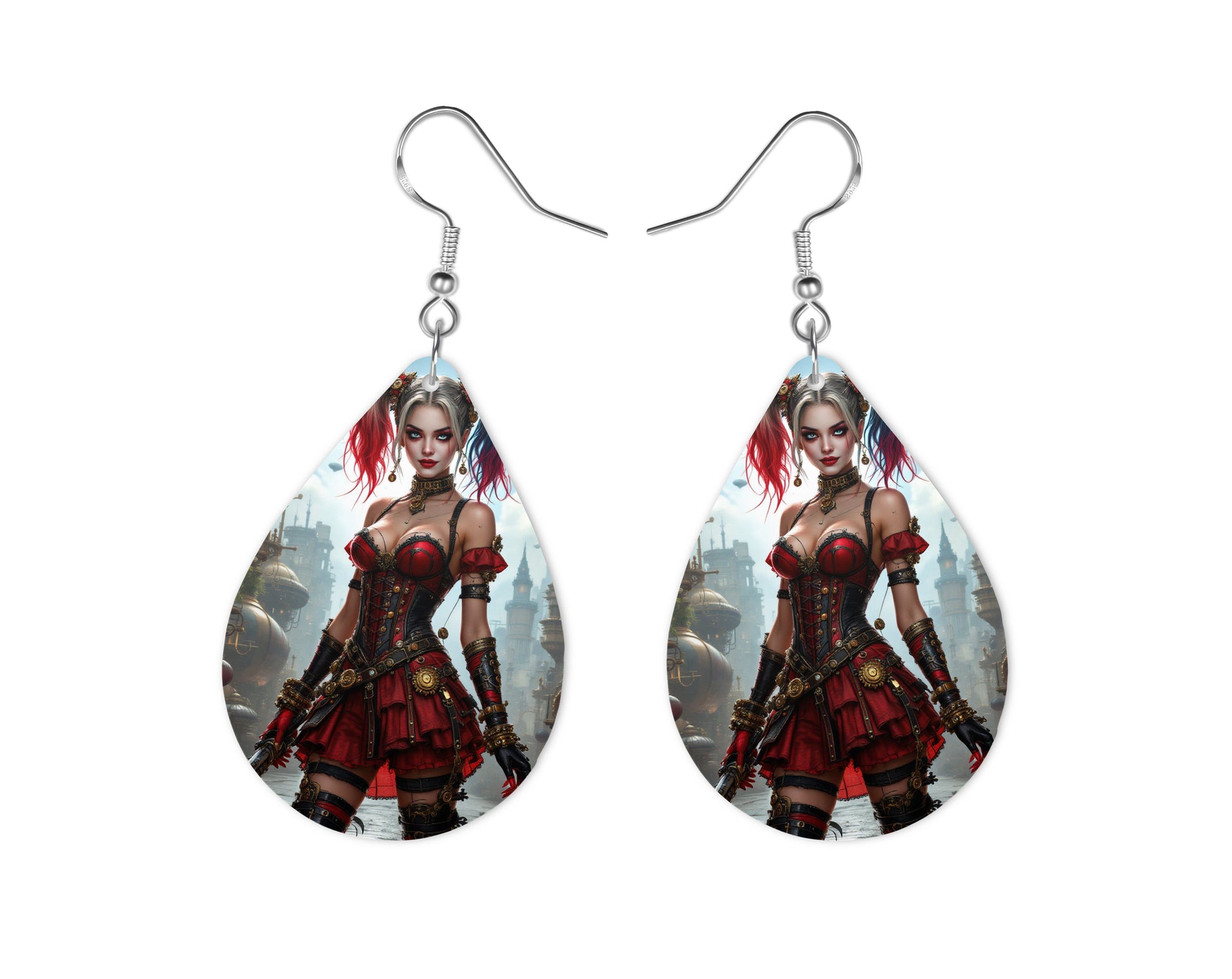 Harley Quinn - Personnalisation | Steampunk Personnalisation Disney Shop | Anylem Beauty Boucle d’oreilles 