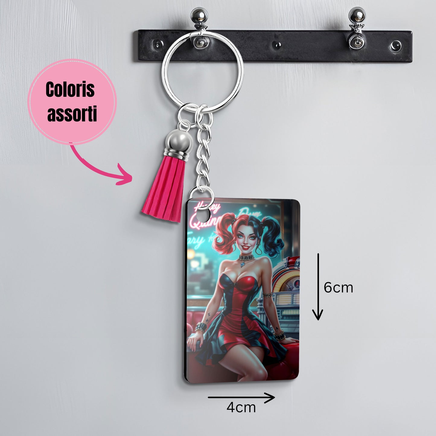 Harley Quinn - Porte Clé avec prénom | Rockabilly Porte-clés Disney Shop | Anylem Beauty 