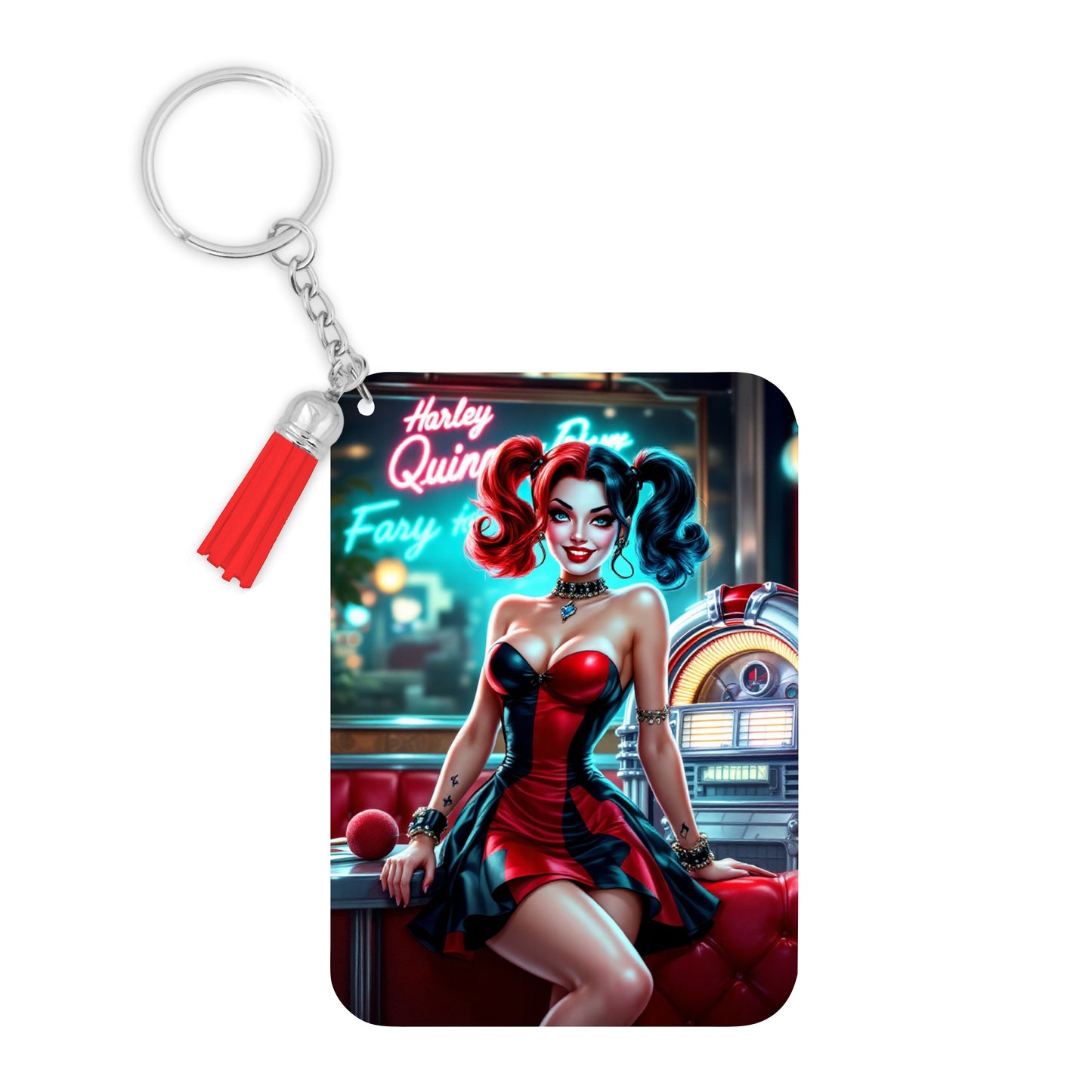 Harley Quinn - Porte Clé avec prénom | Rockabilly Porte-clés Disney Shop | Anylem Beauty 