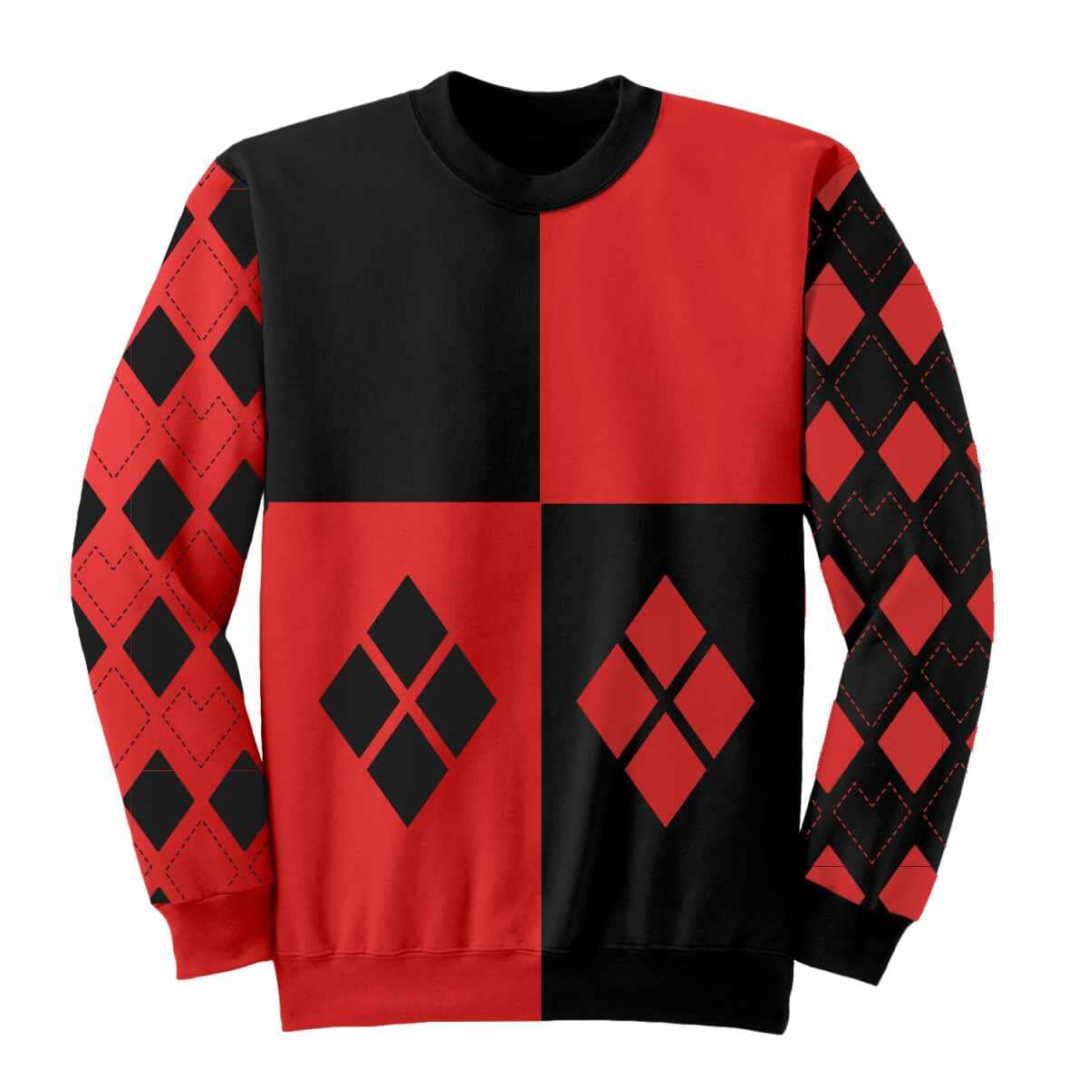 Harley Quinn - Pull de saison noir et rouge tricoté | Différentes tailles Pull Heroes Inc Europ 