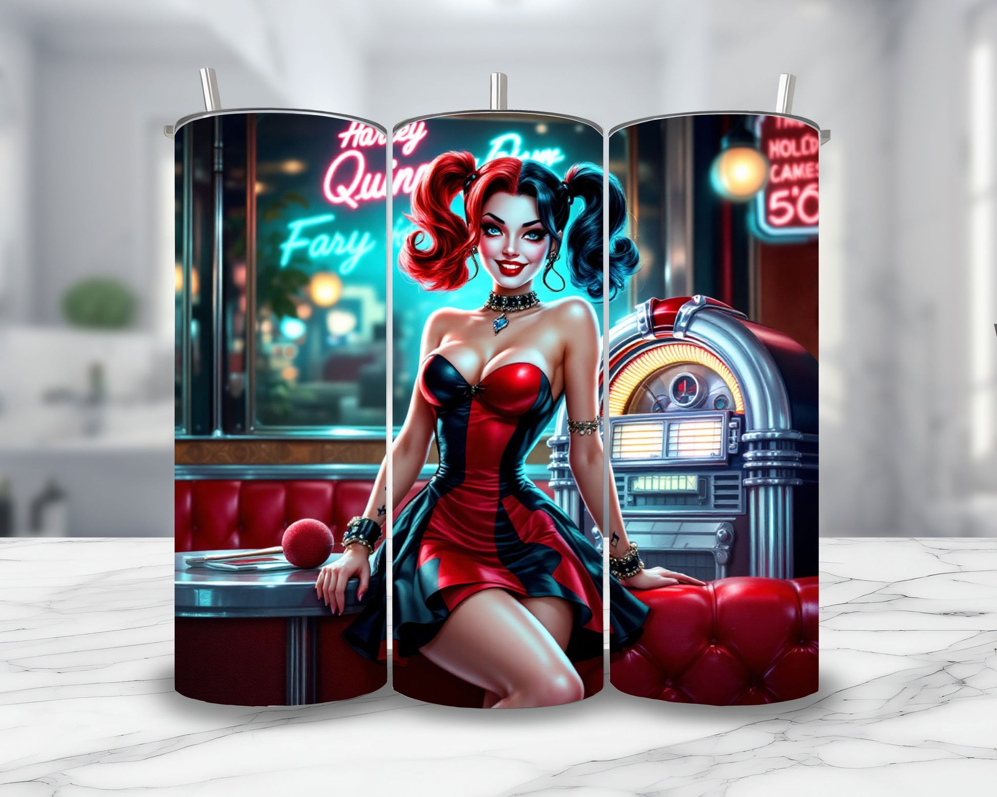 Harley Quinn - Thermos en acier inoxydable 600ml | Rockabilly Thermos inoxydable Disney Shop | Anylem Beauty 