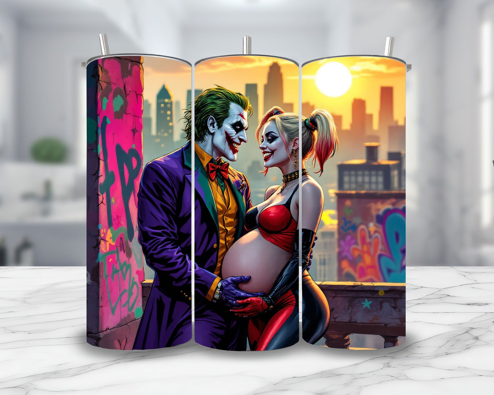 Harley Quinn x Joker - Thermos en acier inoxydable 600ml | Grossesse Thermos inoxydable Disney Shop | Anylem Beauty 