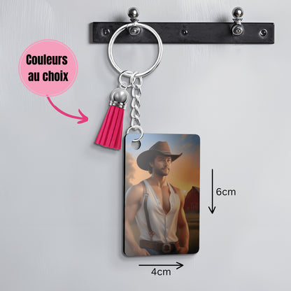 IA - Thème "Cow Boy" Personnalisation IA Anylem Beauty Porte Clé 