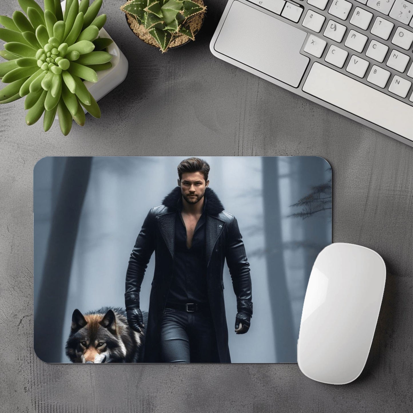 IA - Thème "Loup" - Homme Personnalisation IA Anylem Beauty Tapis de Souris 