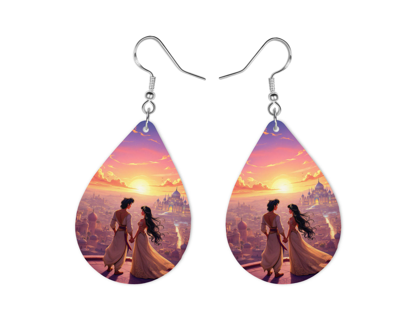 Jasmine & Aladdin - Personnalisation | Couché de soleil Personnalisation Disney Shop | Anylem Beauty Boucle d’oreilles 
