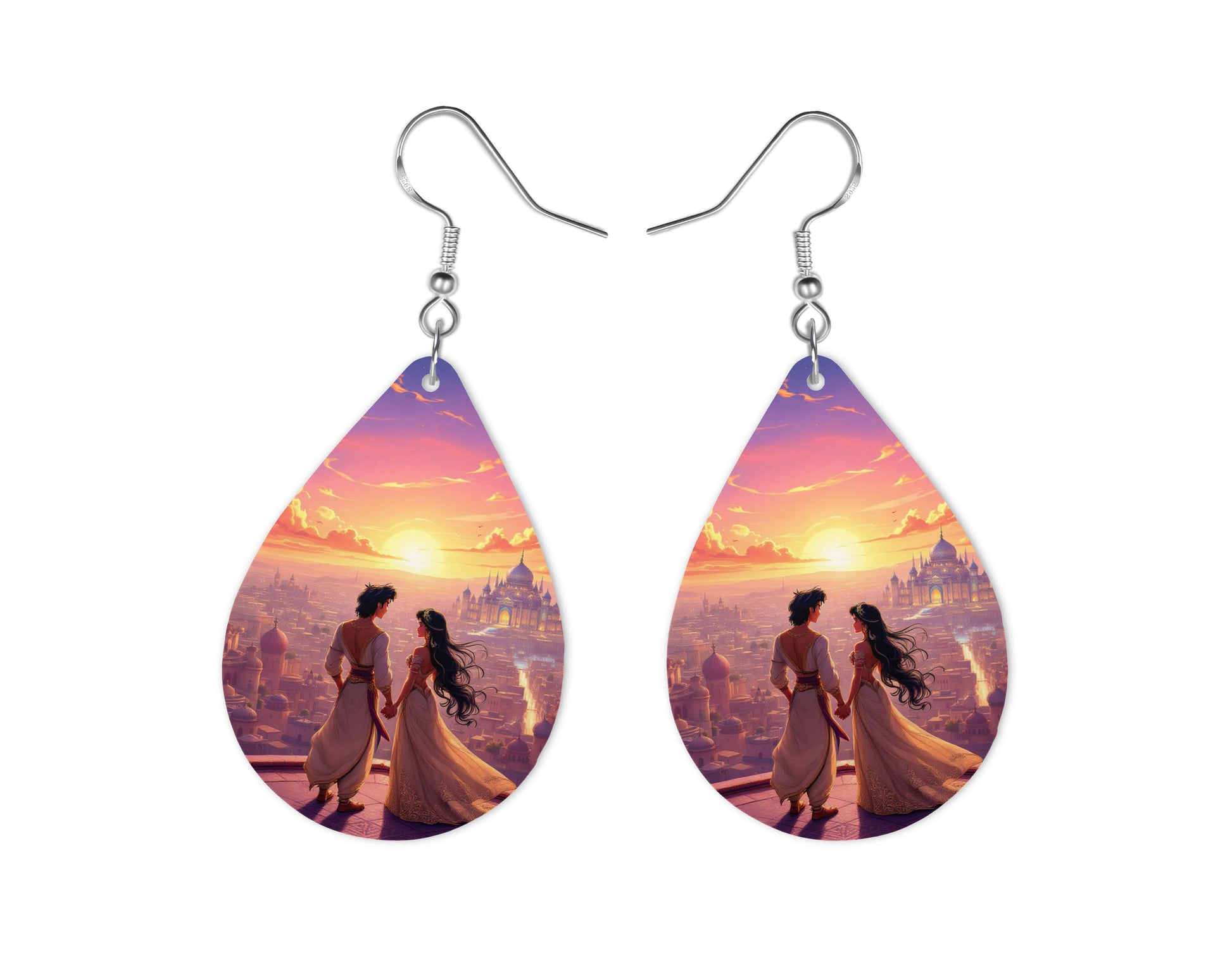 Jasmine & Aladdin - Personnalisation | Couché de soleil Personnalisation Disney Shop | Anylem Beauty Boucle d’oreilles 