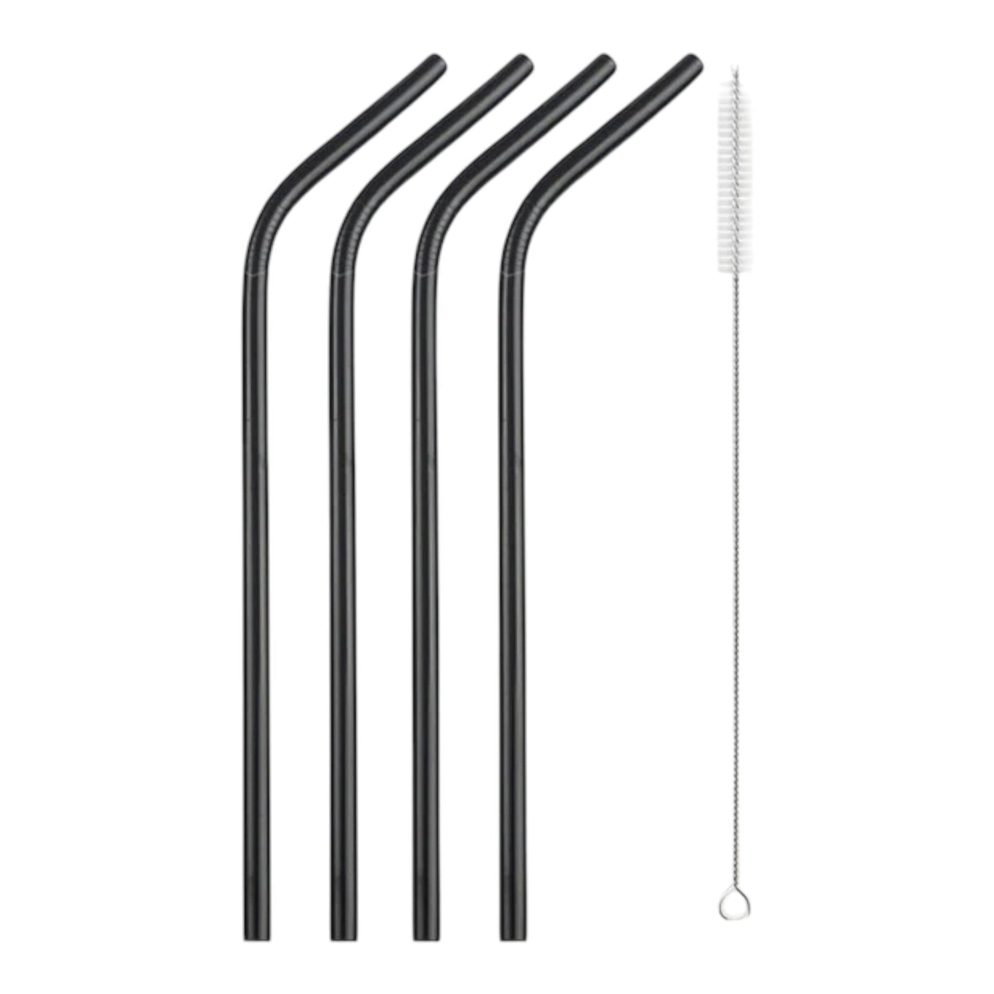 Kit Lot de 4 Pailles Noires Inox 20.5cm Pailles et agitateurs à cocktail Hello Durable 