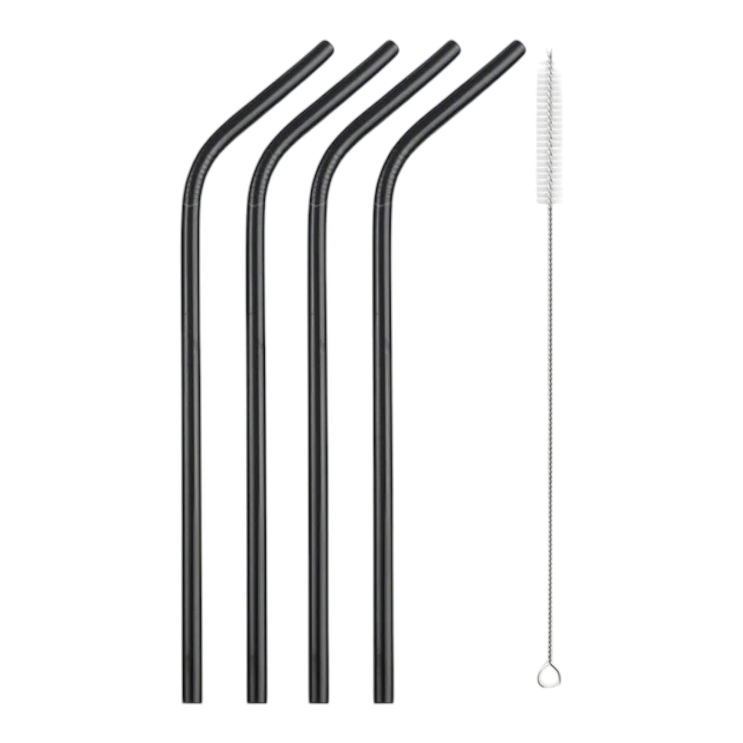 Kit Lot de 4 Pailles Noires Inox 20.5cm Pailles et agitateurs à cocktail Hello Durable 