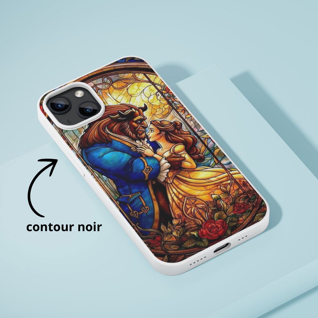 La Belle & la Bête - Coque de téléphone | Vitrail Coque de téléphone Disney Shop | Anylem Beauty 