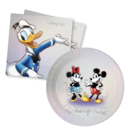 100th - Lot de 20 Serviettes de Table + 8 assiettes jetables Arts de la Table Disney 