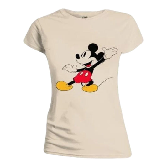 Mickey - T-Shirt Beige FEMME (Taille M) Vêtements Cotton Division 