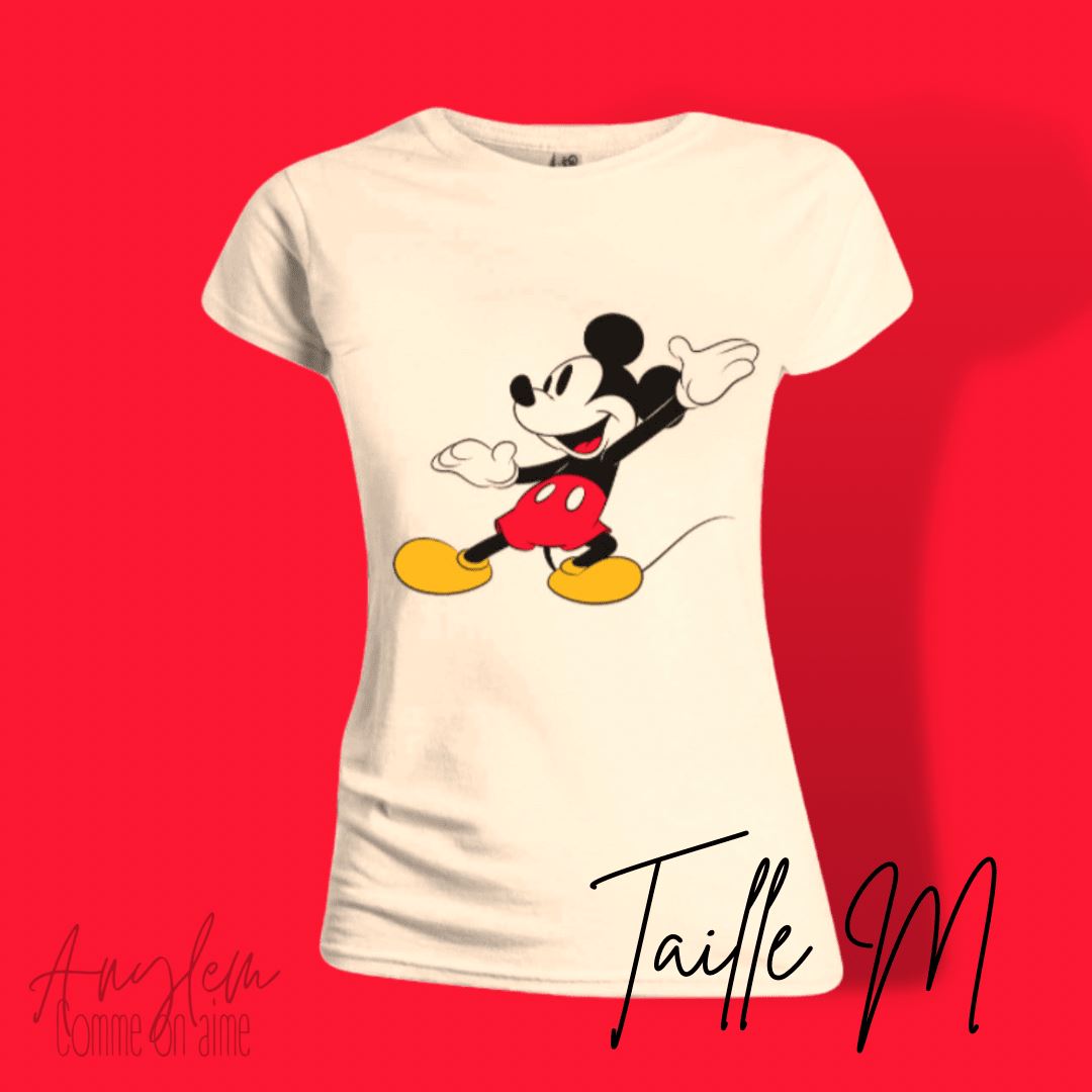 Mickey - T-Shirt Beige FEMME (Taille M) Vêtements Cotton Division 