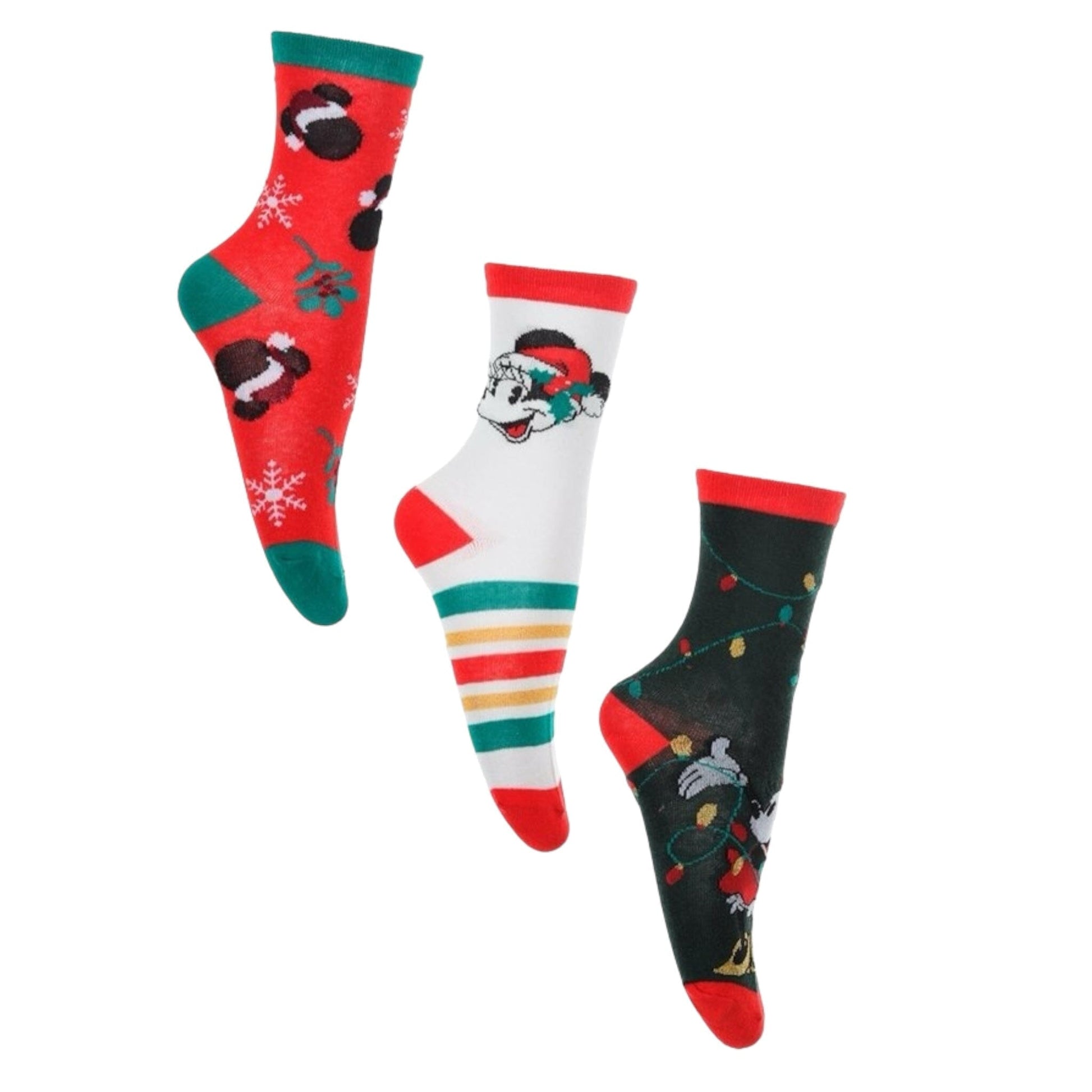 Minnie - Pack x3 Paires de Chaussettes Hautes de Noël (36/38) Vêtements Sun City 