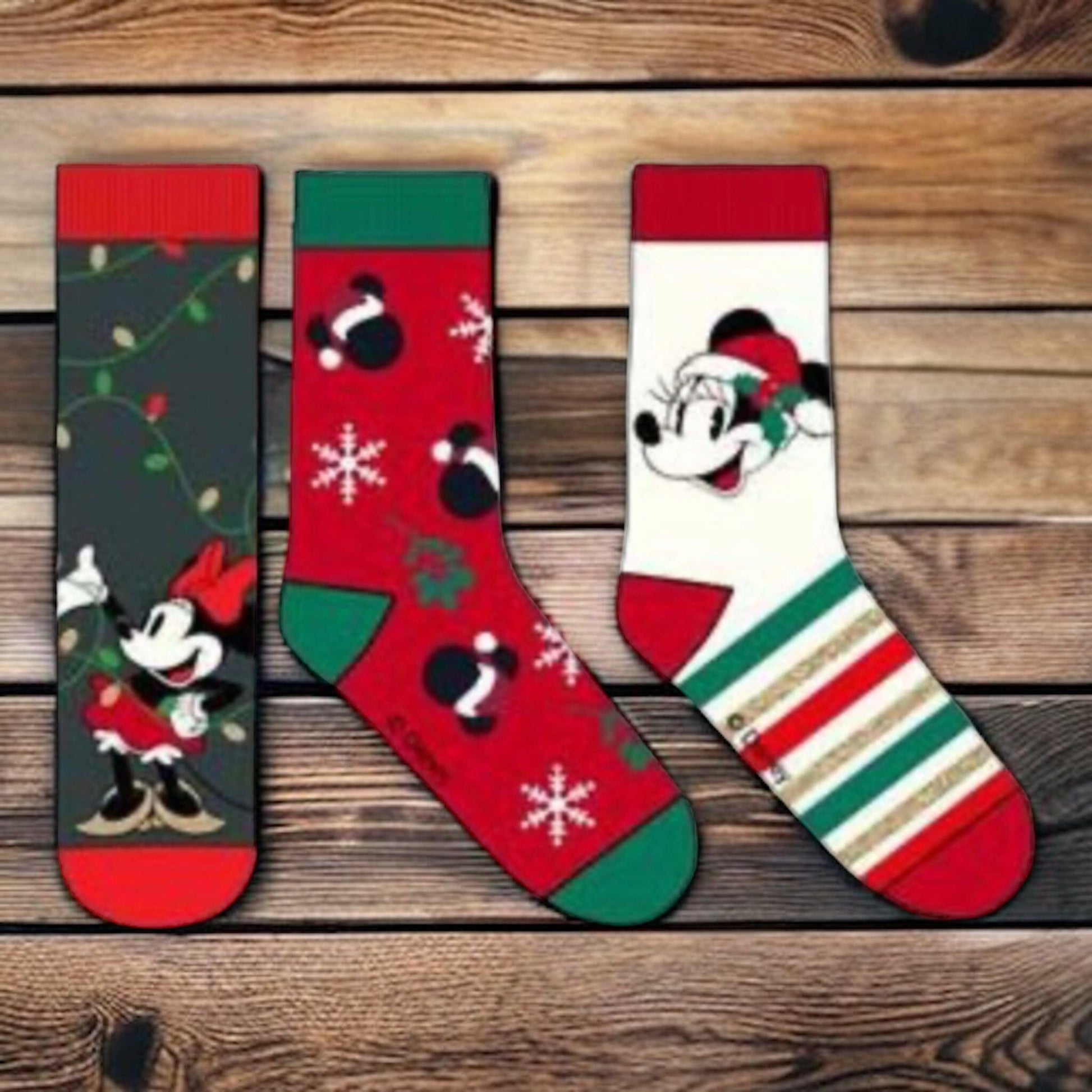 Minnie - Pack x3 Paires de Chaussettes Hautes de Noël (36/38) Vêtements Sun City 