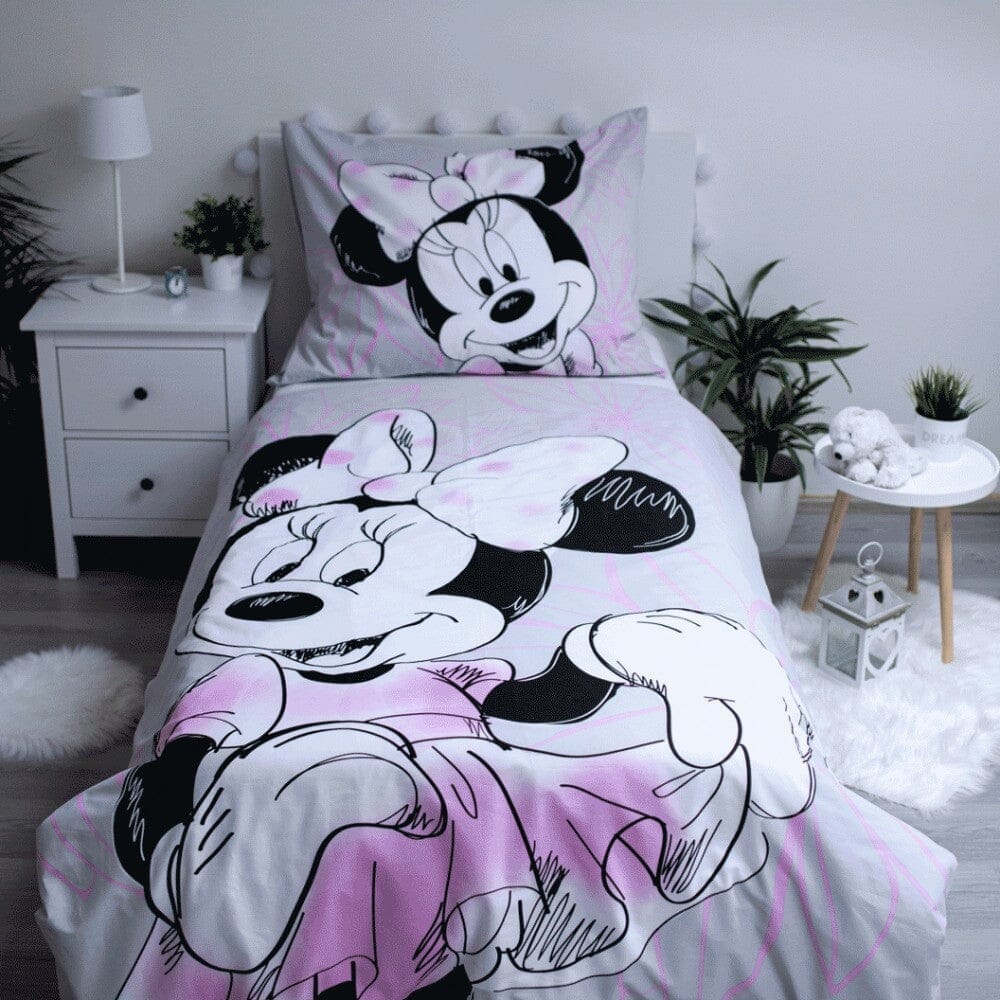 Minnie - Housse de Couette 1 personne 140x200cm avec Taie Housses de Couette Disney 