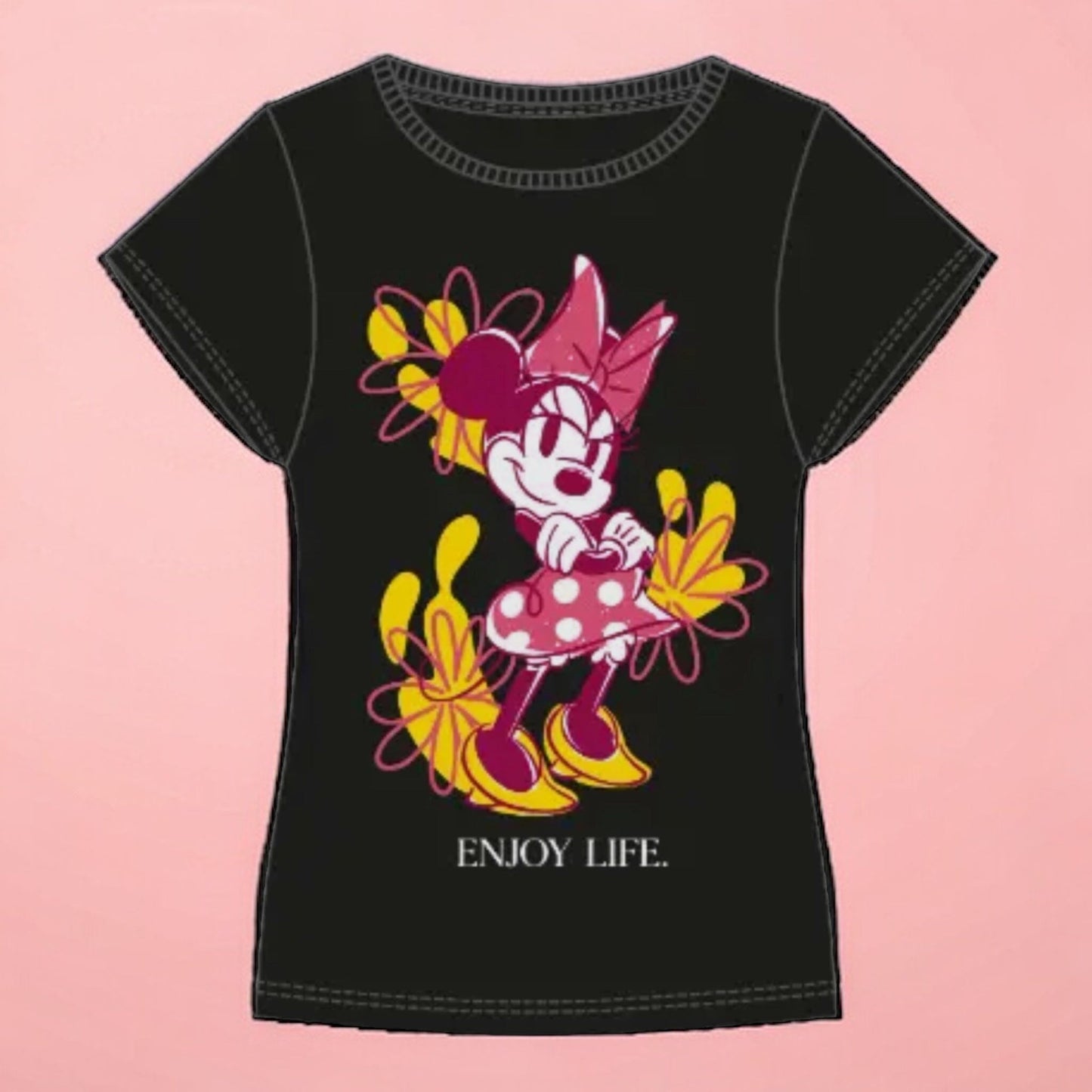 Minnie - Tee-Shirt Noir Femme Vêtements Disney 