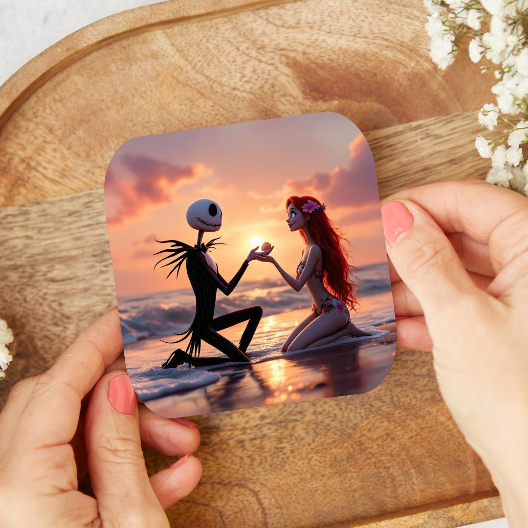 Mr Jack x Sally - Personnalisation | Couché de soleil Personnalisation Disney Shop | Anylem Beauty Dessous de verres 