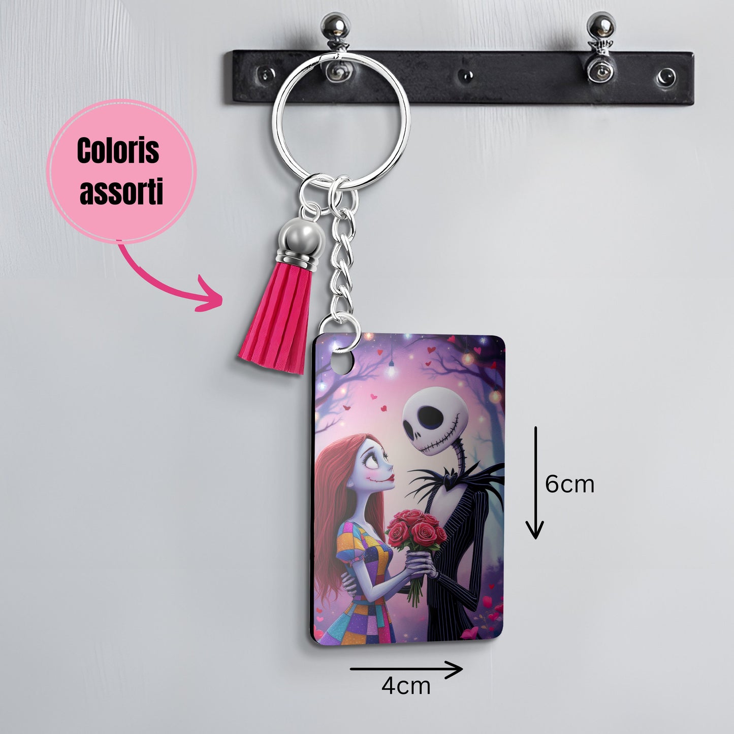 Mr Jack x Sally - Porte Clé avec prénom | St Valentin Porte-clés Disney Shop | Anylem Beauty 