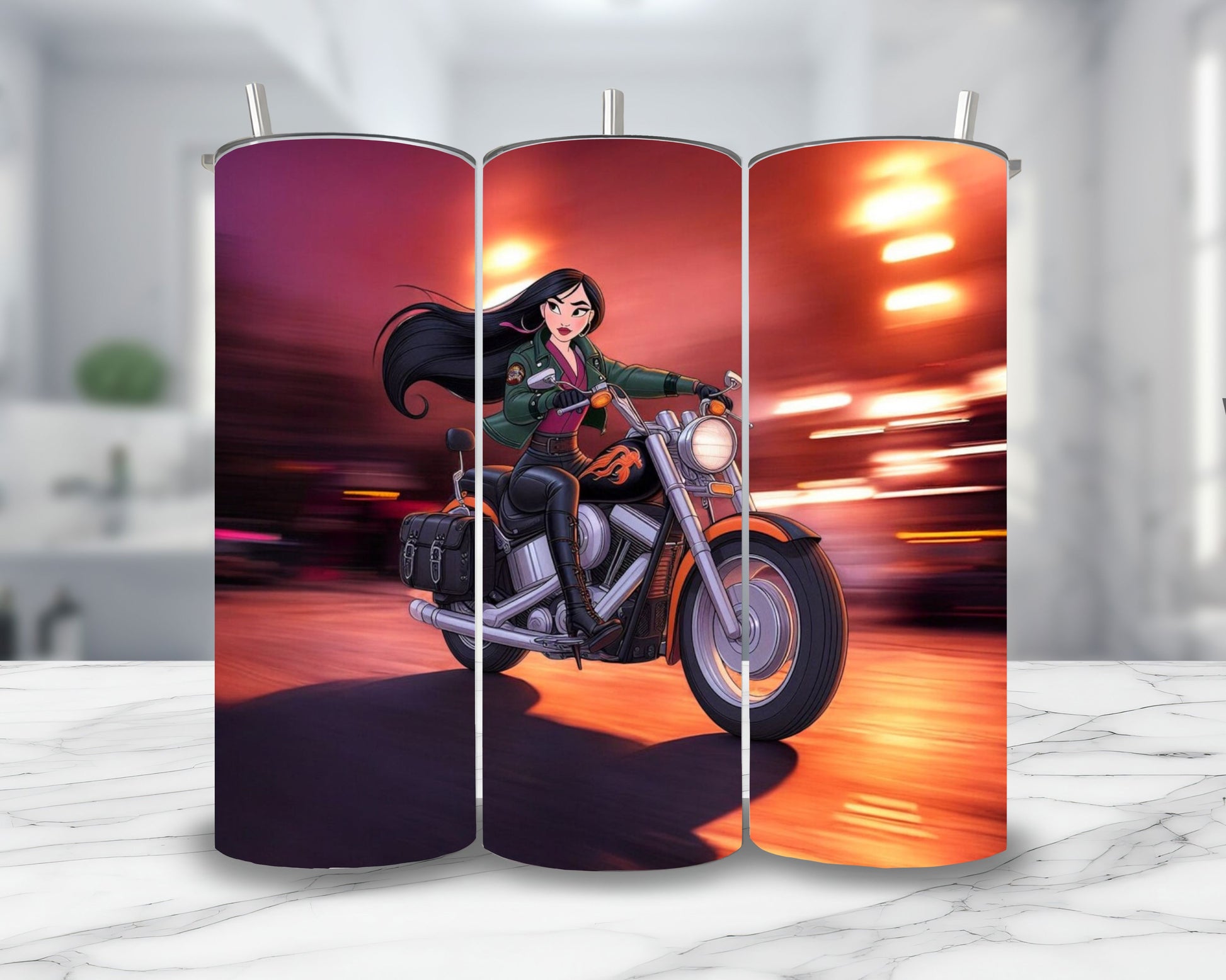 Mulan - Thermos en acier inoxydable 600ml | Biker Thermos inoxydable Disney Shop | Anylem Beauty 