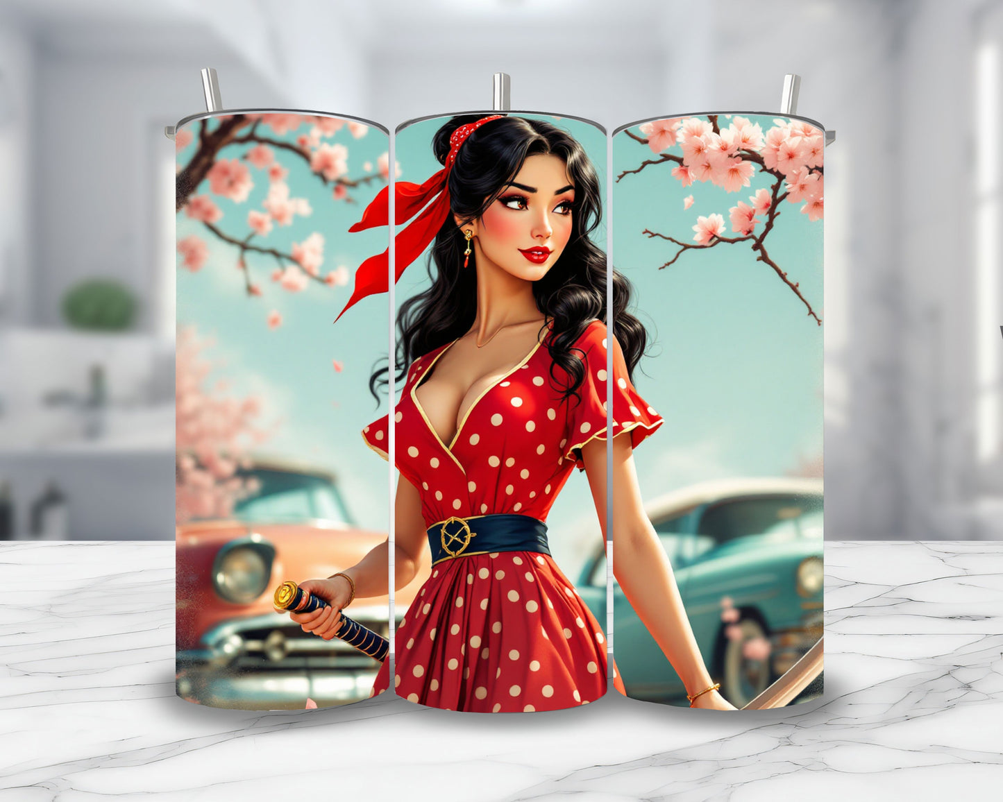 Mulan - Thermos en acier inoxydable 600ml | Rockabilly Thermos inoxydable Disney Shop | Anylem Beauty 